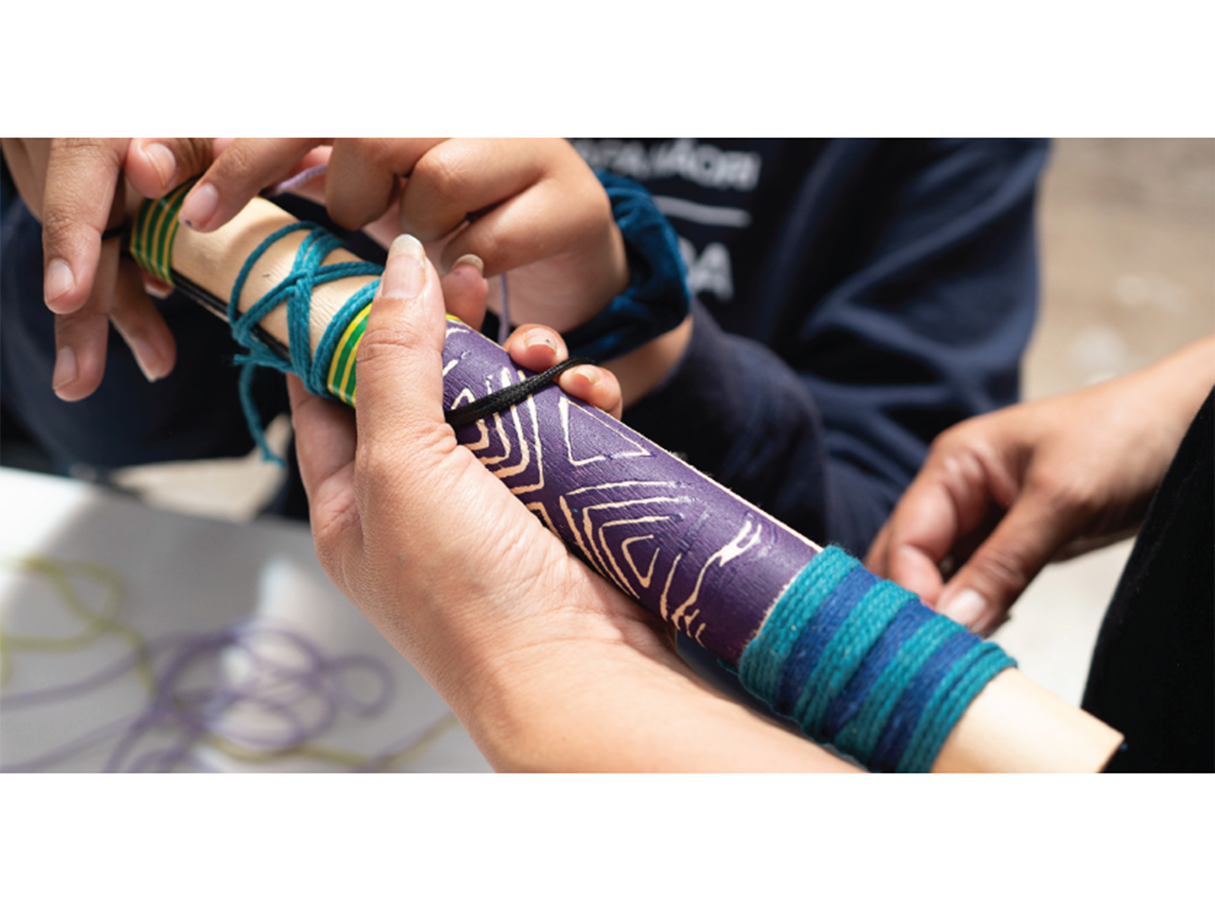 Edit The patterns on the battens were developed through a series of workshops with local schools