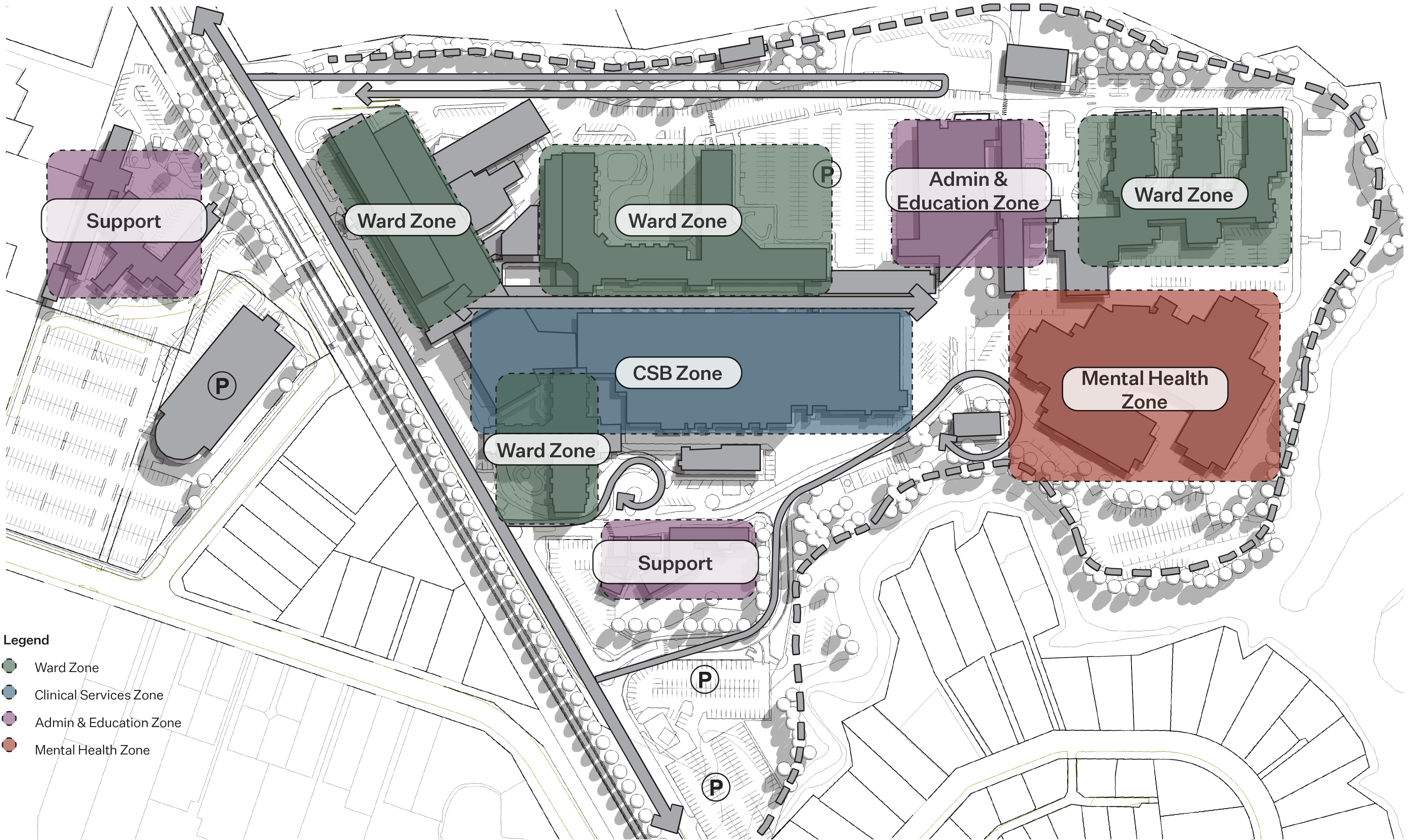Existing zone plan of Middlemore Hospital