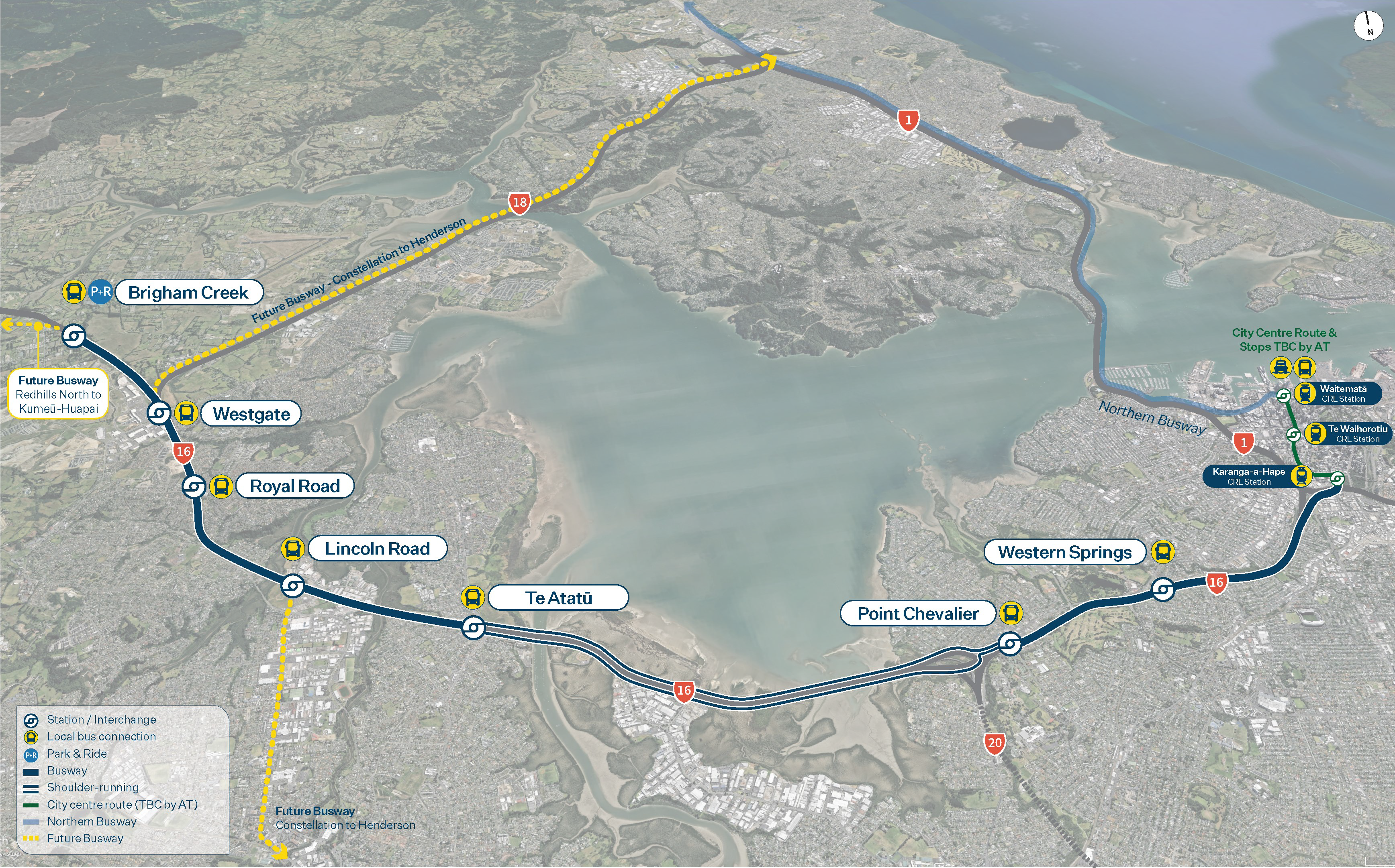 Northwest busway project map copyright NZTA AMJ Jasmax